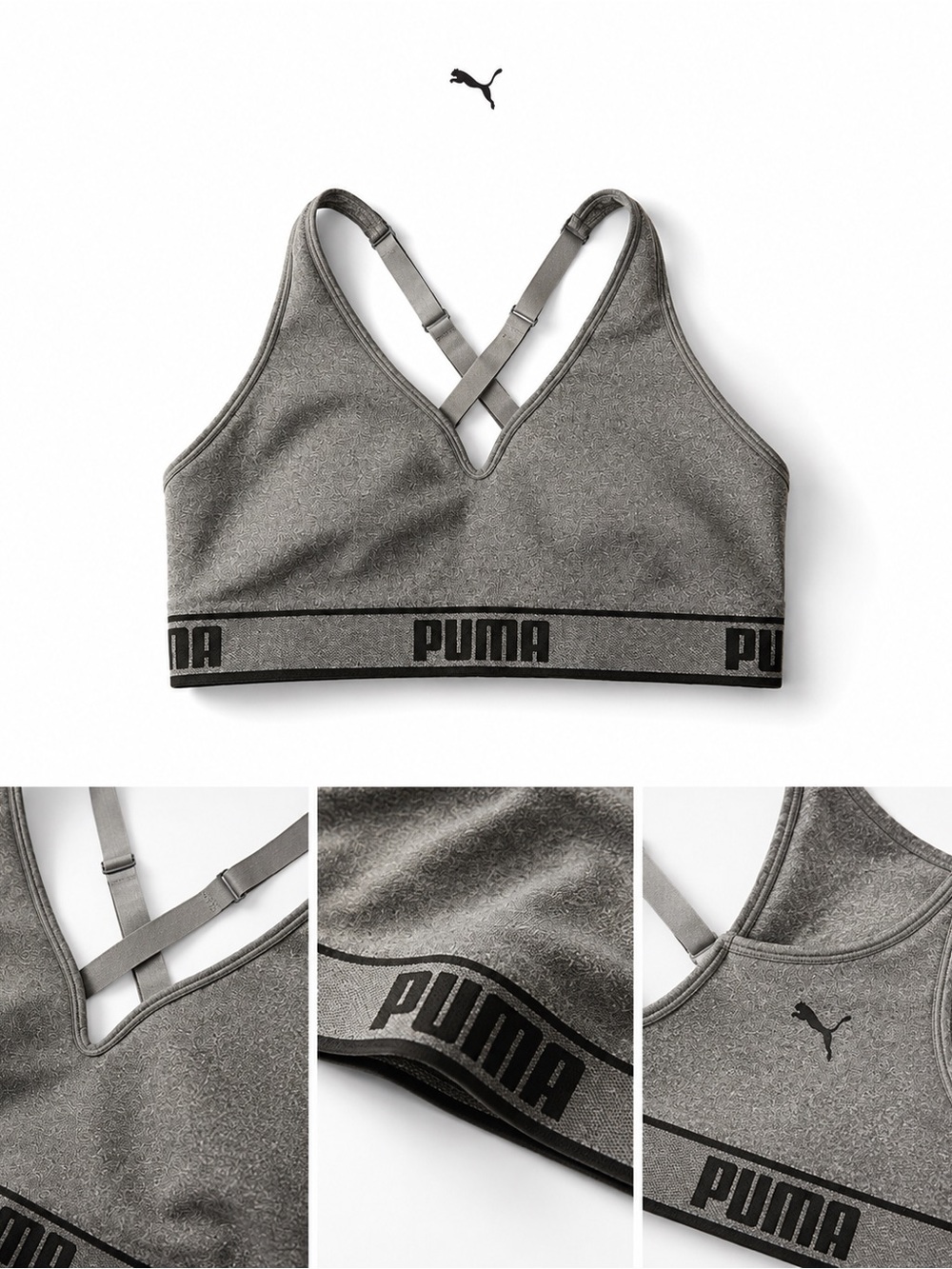 Puma Heather Gray Strappy Sports Bra